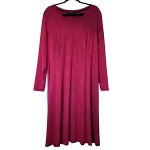 H by Halston Women's Dress Knit Stretchy Cabincore Pullover Red Marled 1X EUC